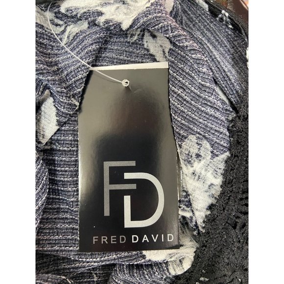 Fred David Faux Crossover‎ Black Floral Print Women’s Size Medium Blouse - Picture 6 of 8